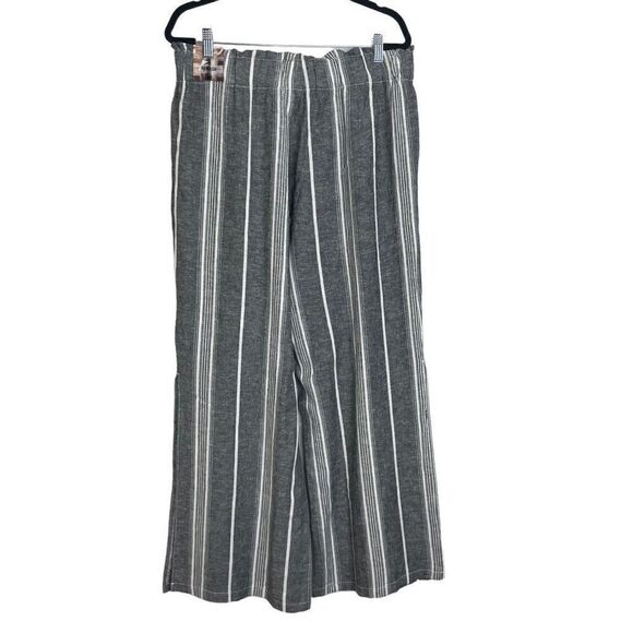 Rewash Brand Striped Linen Blend Paper Bag Wide Leg Pants Size L New - Picture 2 of 11